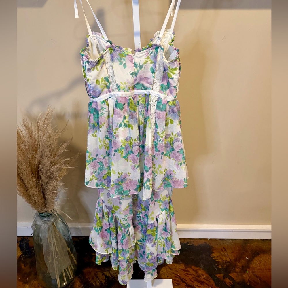 For Love And Lemons Meadow Maxi Strapless Floral Ruffle Dress - Picture 9 of 10